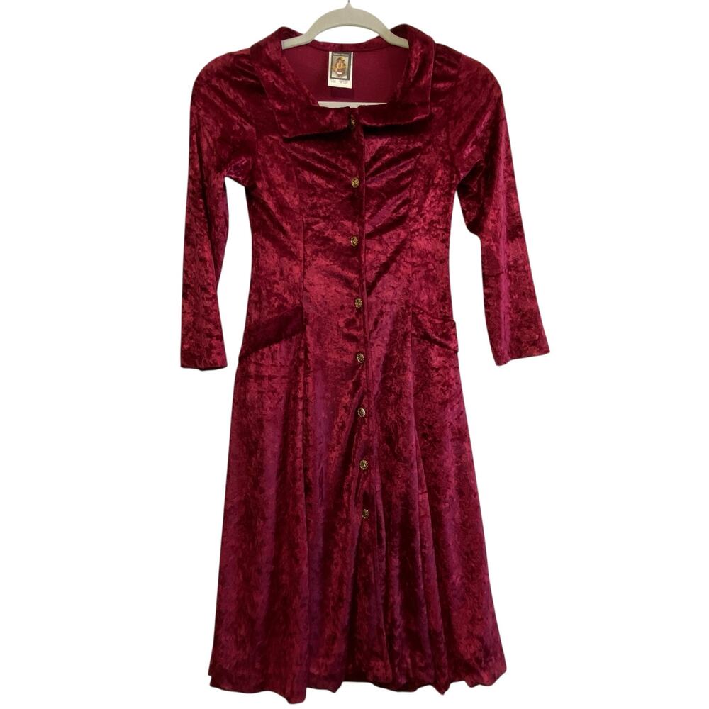 Vintage Touchstone's Television " Blossom" Long Sleeves Button Velvet Dress M